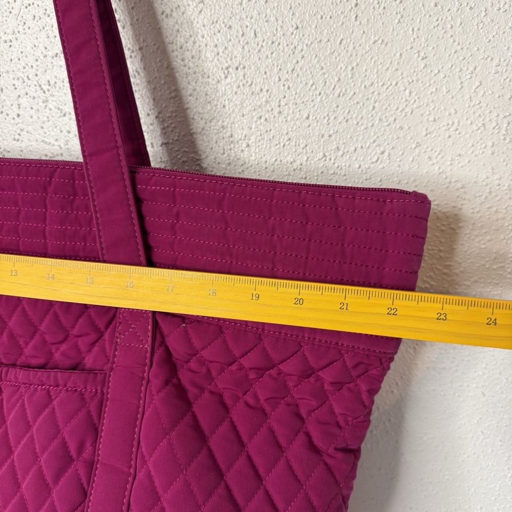 Vera Bradley Large Pink Zip Top Tote Bag Lined Inner Pockets Detachable Strap - Picture 7 of 14